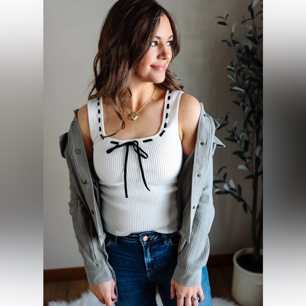 Hem & Thread White Bow Sweater Tank